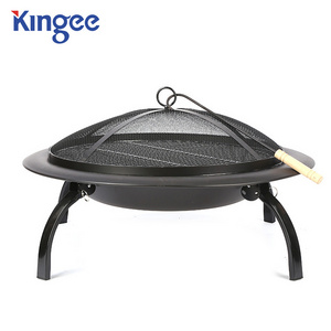 4 Legs Folding Outdoor Firepit Round Bonfire Fire Pit with Poker