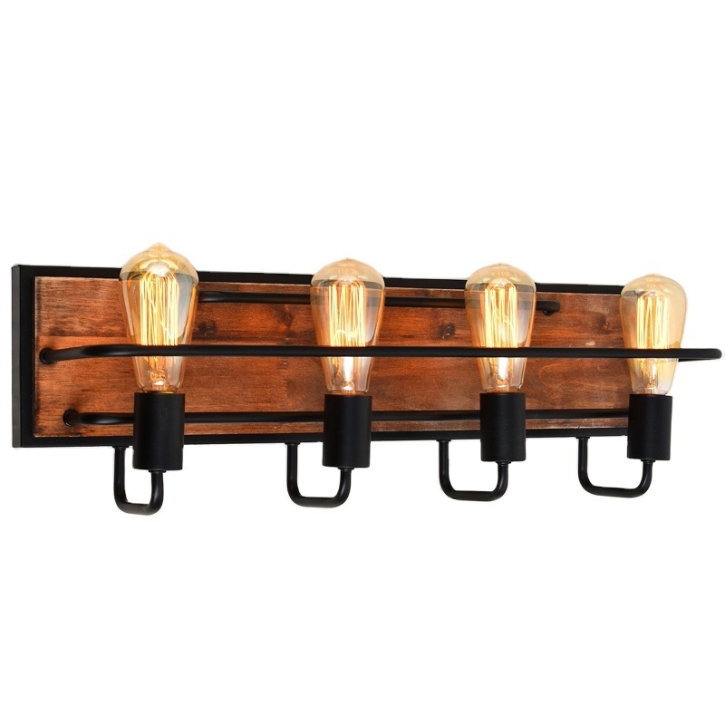 One Light Wooden Based Iron Clear Glass Wall Sconce Hallway Light Fixture Vanity Lighting Fixture Living Room Bedroom Restaurant