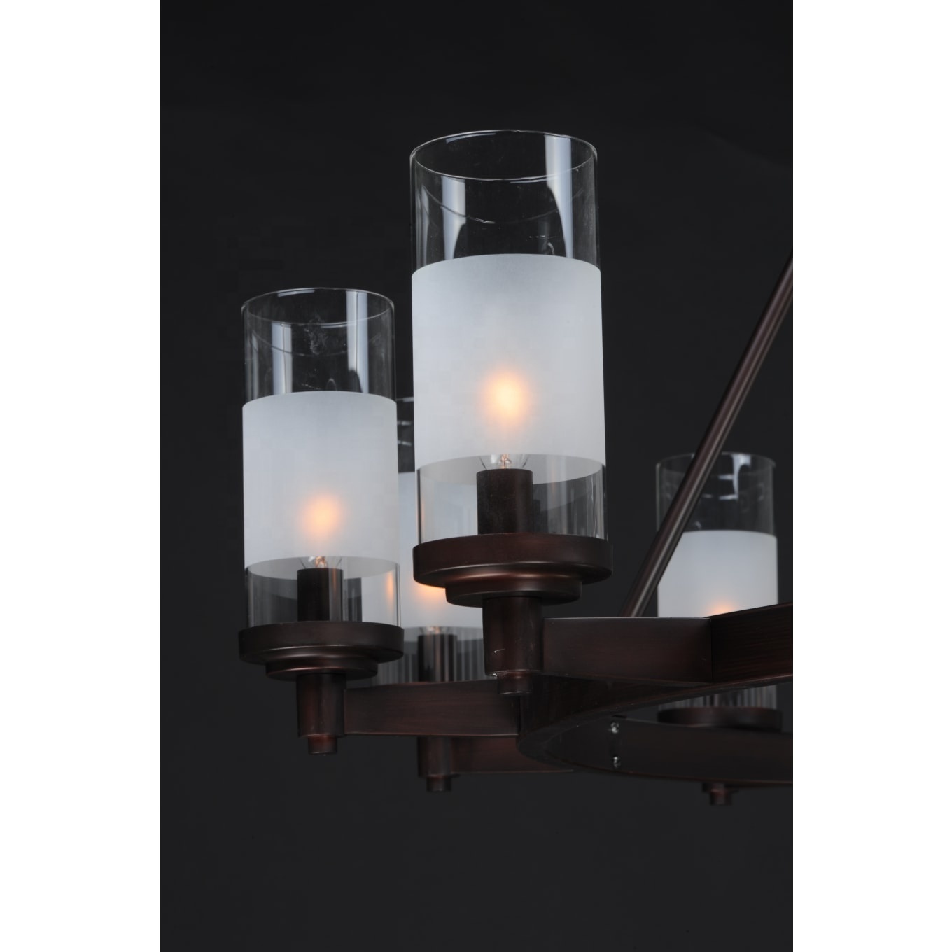 Farmhouse Brown Iron Chandelier 6-Light Glass Chandelier Nordic Simple Modern Pendant Lamp kitchen Living Room