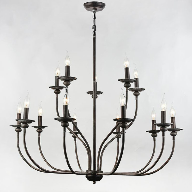 Industrial Vintage Black Iron Chandelier 9 Lights French Country Farmhouse Pendant Lamp Dining Room Kitchen Living Room