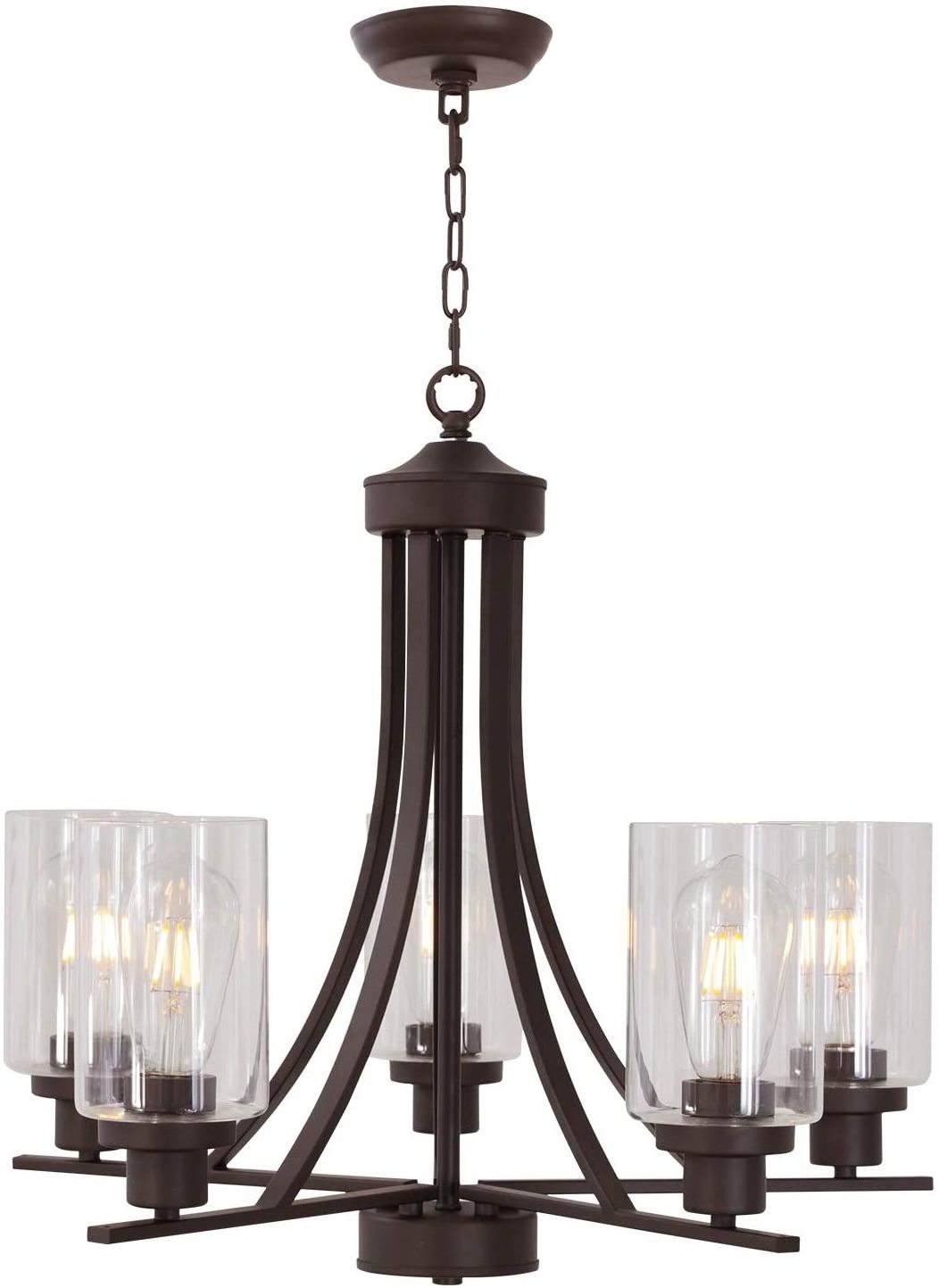 Contemporary Glass Chandelier 3 Lights Black Metal Vintage Industrial Flush Mount Pendant Light Kitchen Living Room Decor