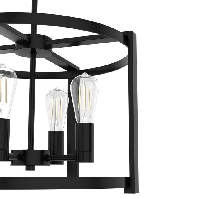 Industrial Vintage  Round Matte Black Chandelier 3-Light  American Modern Pendant Light Living Room Decor