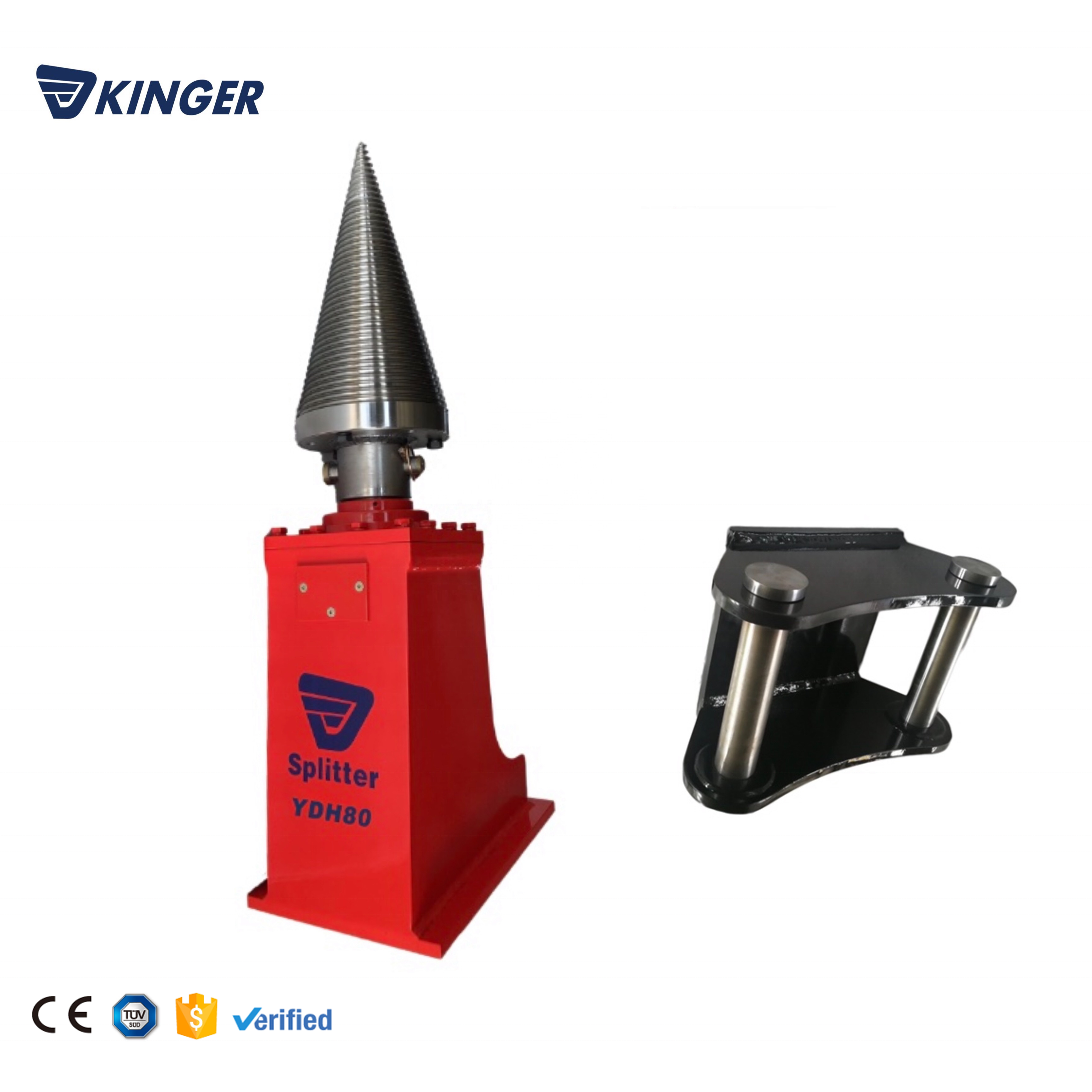 KINGER cone splitter wood splitting machine for excavator hydraulic log splitter