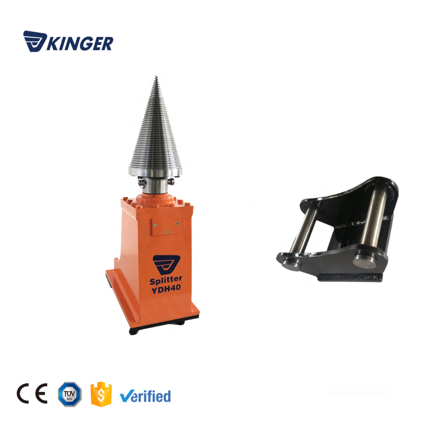 KINGER cone splitter wood splitting machine for excavator hydraulic log ...