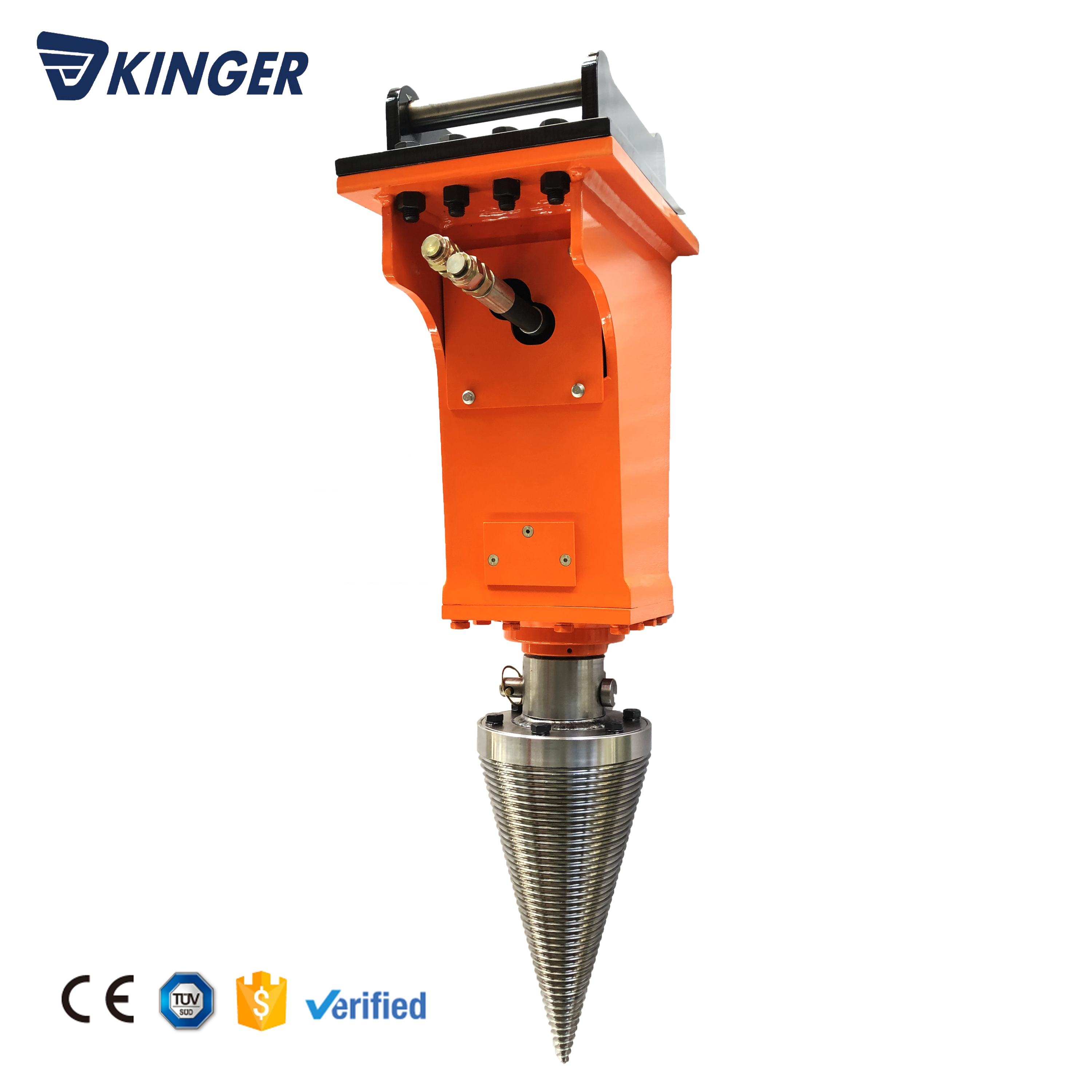 KINGER cone splitter wood splitting machine for excavator hydraulic log ...