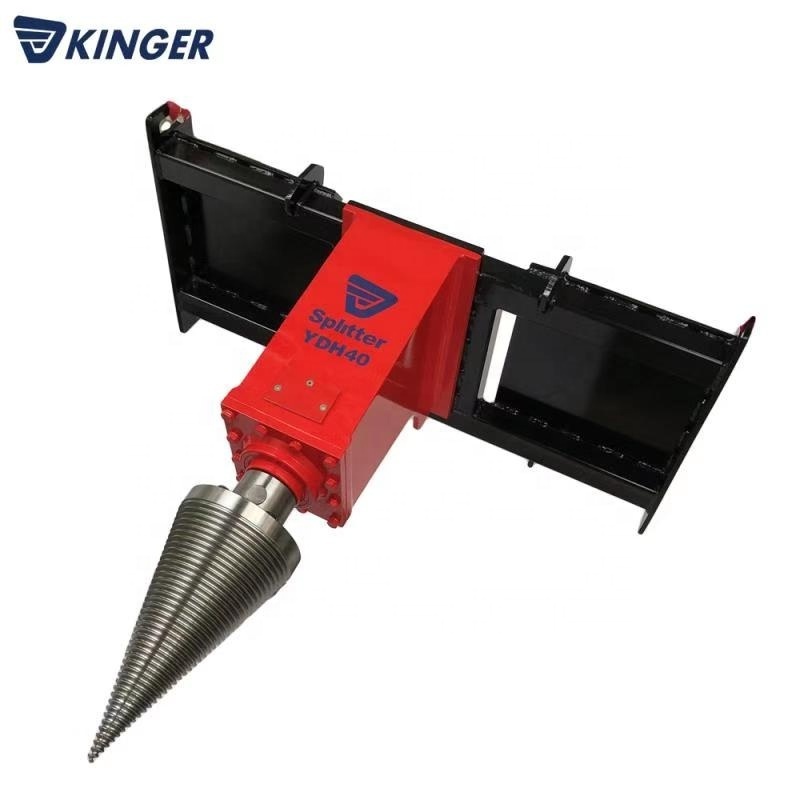 Mini excavator KINGER skid steer stump cone firewood processor Hydraulic screw cone log splitter