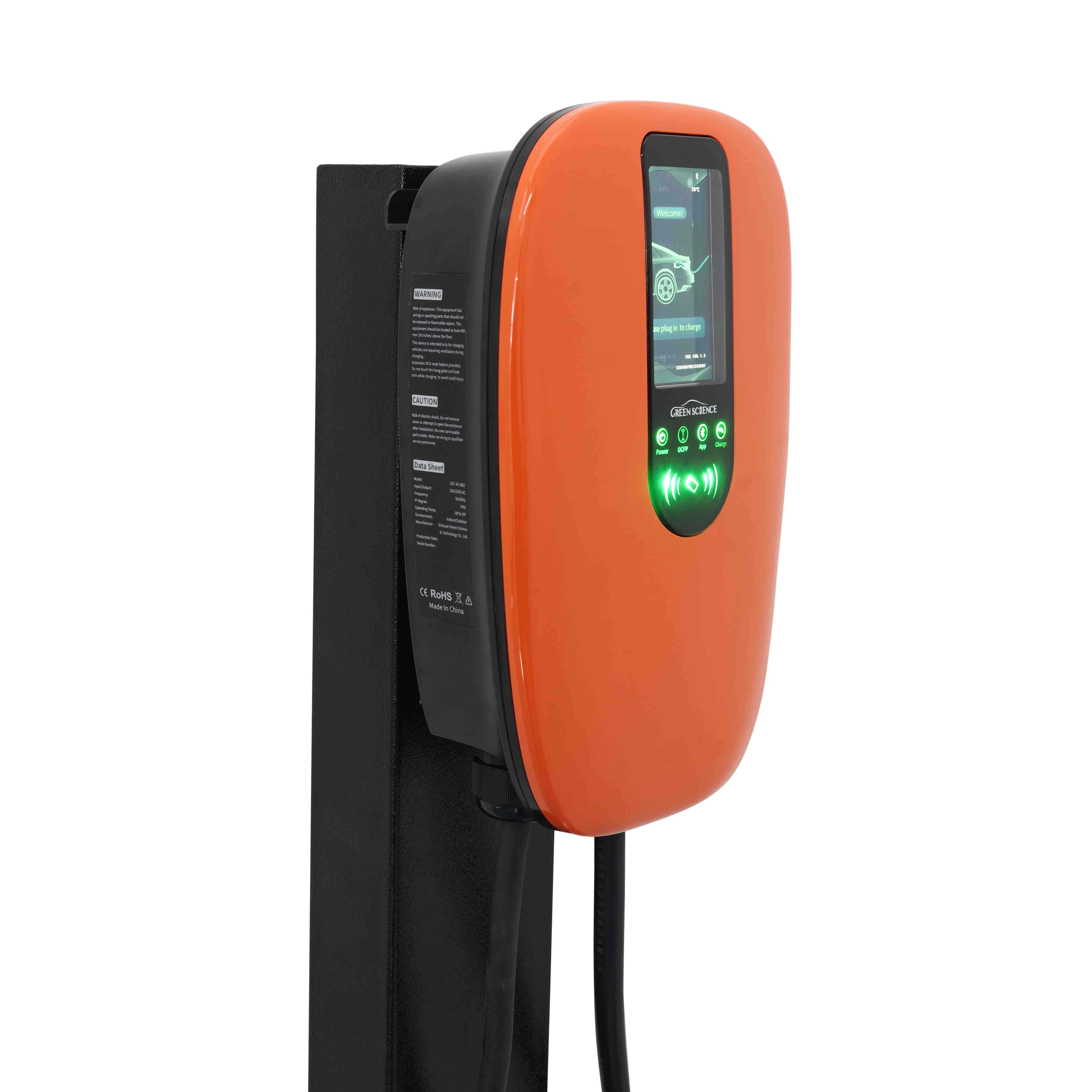 level 2 48 amp 7in screen 4g wifi password station gbt 7kw 32a fixed current ac ev charger