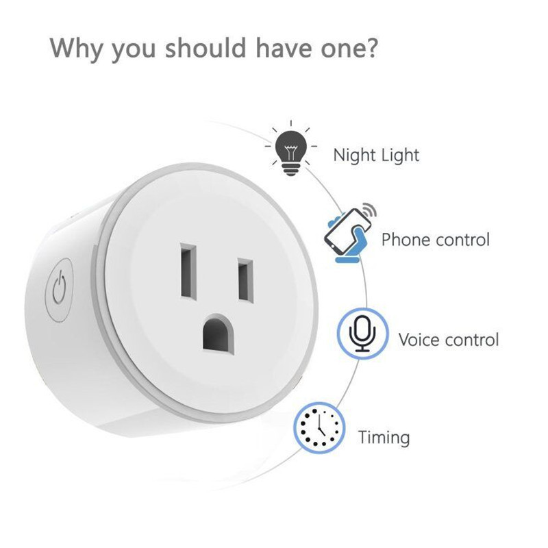 TUYA APP Control WIFI Mini Wall Smart Outlets Remote Power Switch LED Lamp WIFI Socket Smart Switch Plug