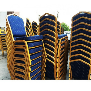 Free sample cheap stackable hotel wedding used iron steel gold banquet chairs for sale