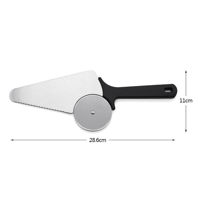 KingForce stainless steel pizza knife  cutter shovel  round wheel 2 in 1 function kitchen gadgets