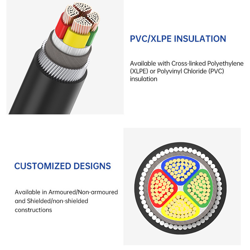 0.6/1KV NYY NYM 3x1.5mm2 PVC Insulation Copper Conductor CA 3 4 5 Core Armored NYY-J Power Cable