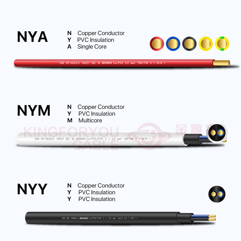 0.6/1KV NYY NYM 3x1.5mm2 PVC Insulation Copper Conductor CA 3 4 5 Core Armored NYY-J Power Cable