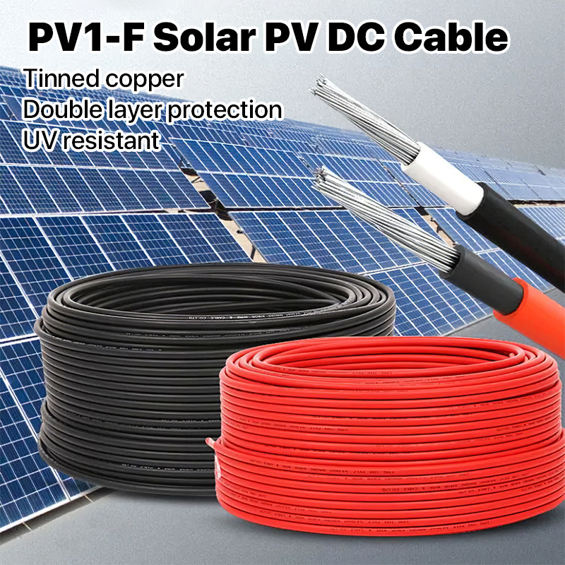 solar cable 6mm power cord Solar home wire 4 mm 1 meter PV1-F tinned copper core cable XLPE  DC photovoltaic cable wire