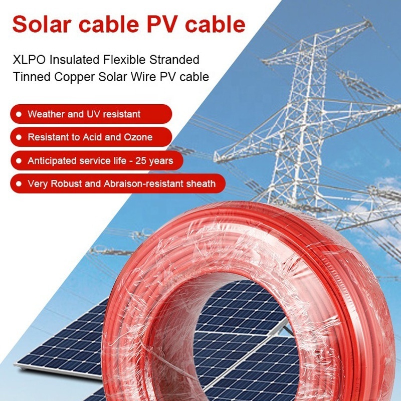 solar cable 6mm power cord Solar home wire 4 mm 1 meter PV1-F tinned copper core cable XLPE  DC photovoltaic cable wire