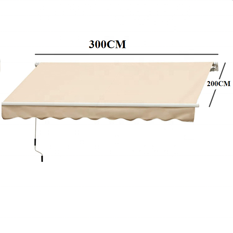 Outdoor Patio Awning Canopy Retractable Sunshade Window Door Shelter Pergola with Manual Crank Handle for Courtyard Balcony Shop