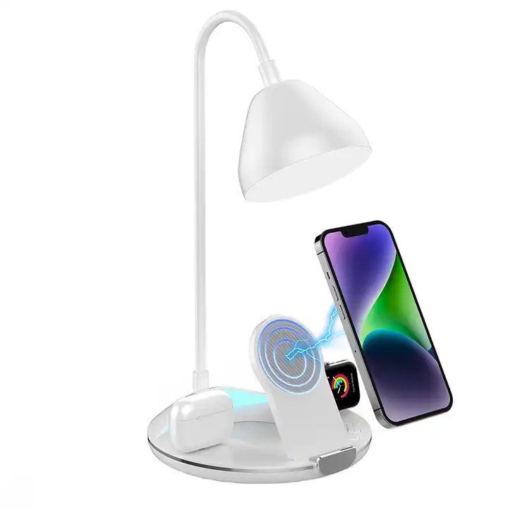 15W Qi Wireless Charger LED Lamp 4 In 1 Multi-Function Table Lamp Adjustment Led Desk Lamp with Wireless Charger Table Light