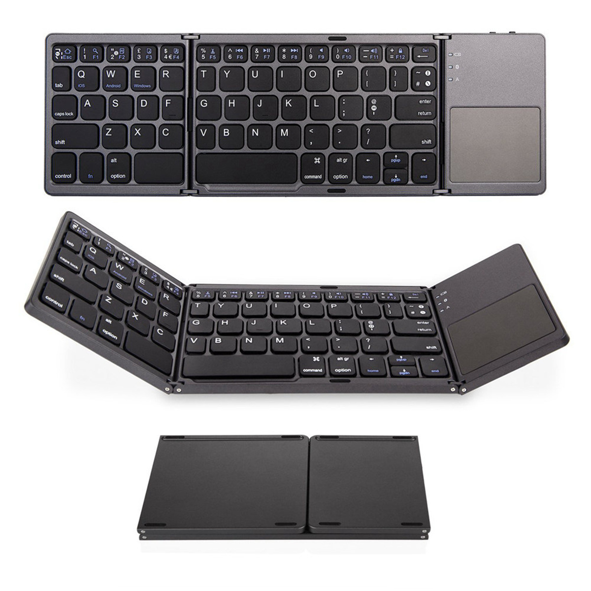 Using Portable BT Touch Pad Wireless Keyboard 3 Level Foldable Keyboard For pad Tablet Pc Mobile Phone