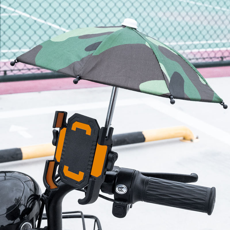 Cheap price mobile phones bike mount rear view handle bar with little umbrella waterproof frame top tube bicycle phone holder