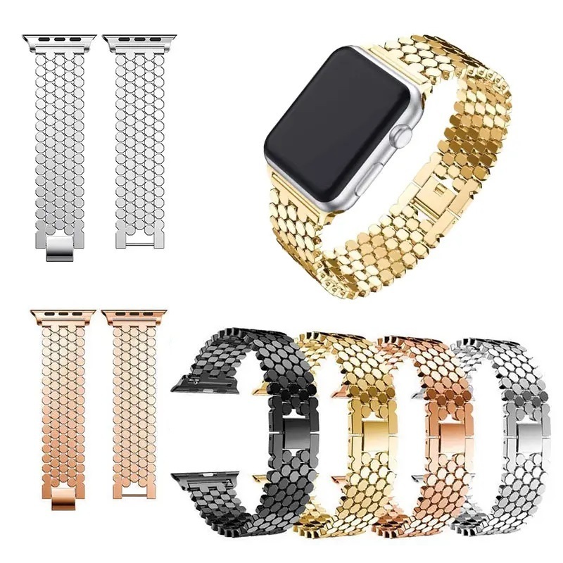 Solid Stainless Steel Honeycomb Style Band Compatible with 49mm 45mm 44mm 42mm 41mm 40mm 38mm metal straps for phone watch