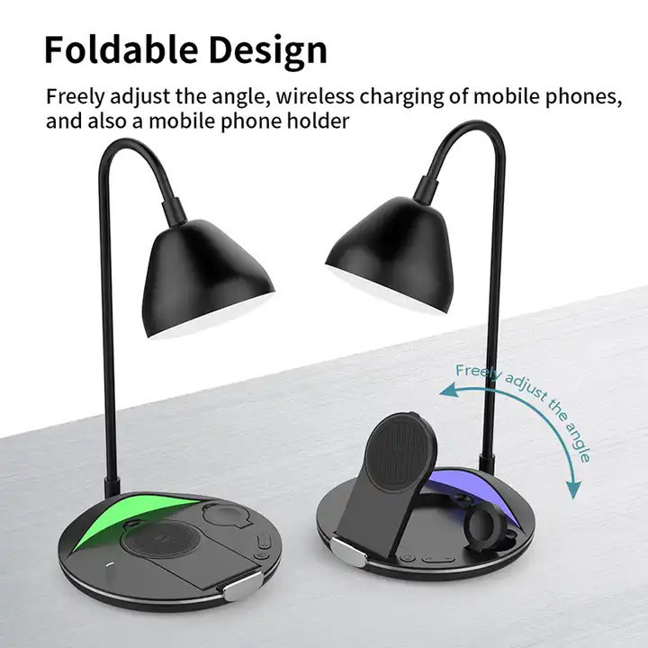 15W Qi Wireless Charger LED Lamp 4 In 1 Multi-Function Table Lamp Adjustment Led Desk Lamp with Wireless Charger Table Light