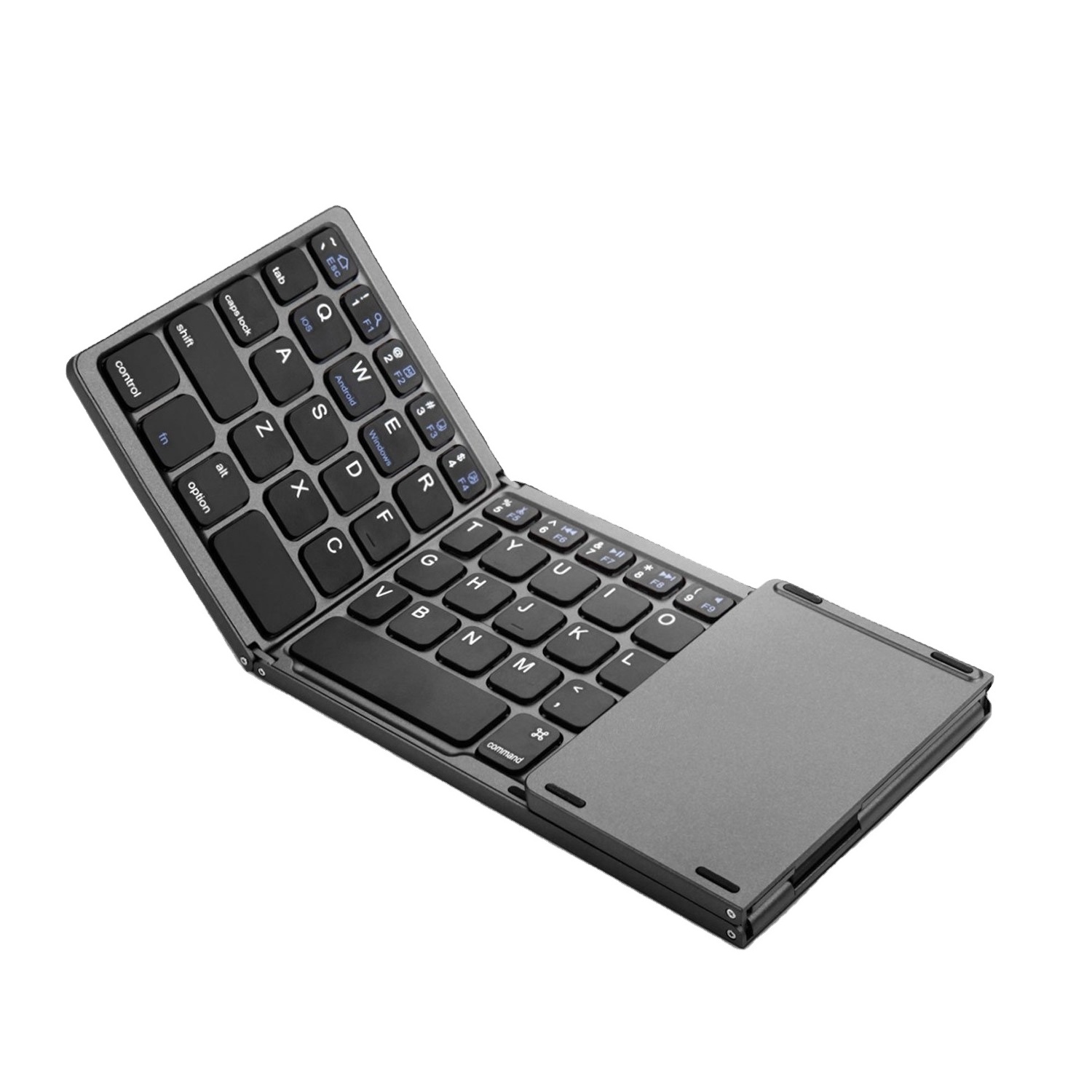 Using Portable BT Touch Pad Wireless Keyboard 3 Level Foldable Keyboard For pad Tablet Pc Mobile Phone