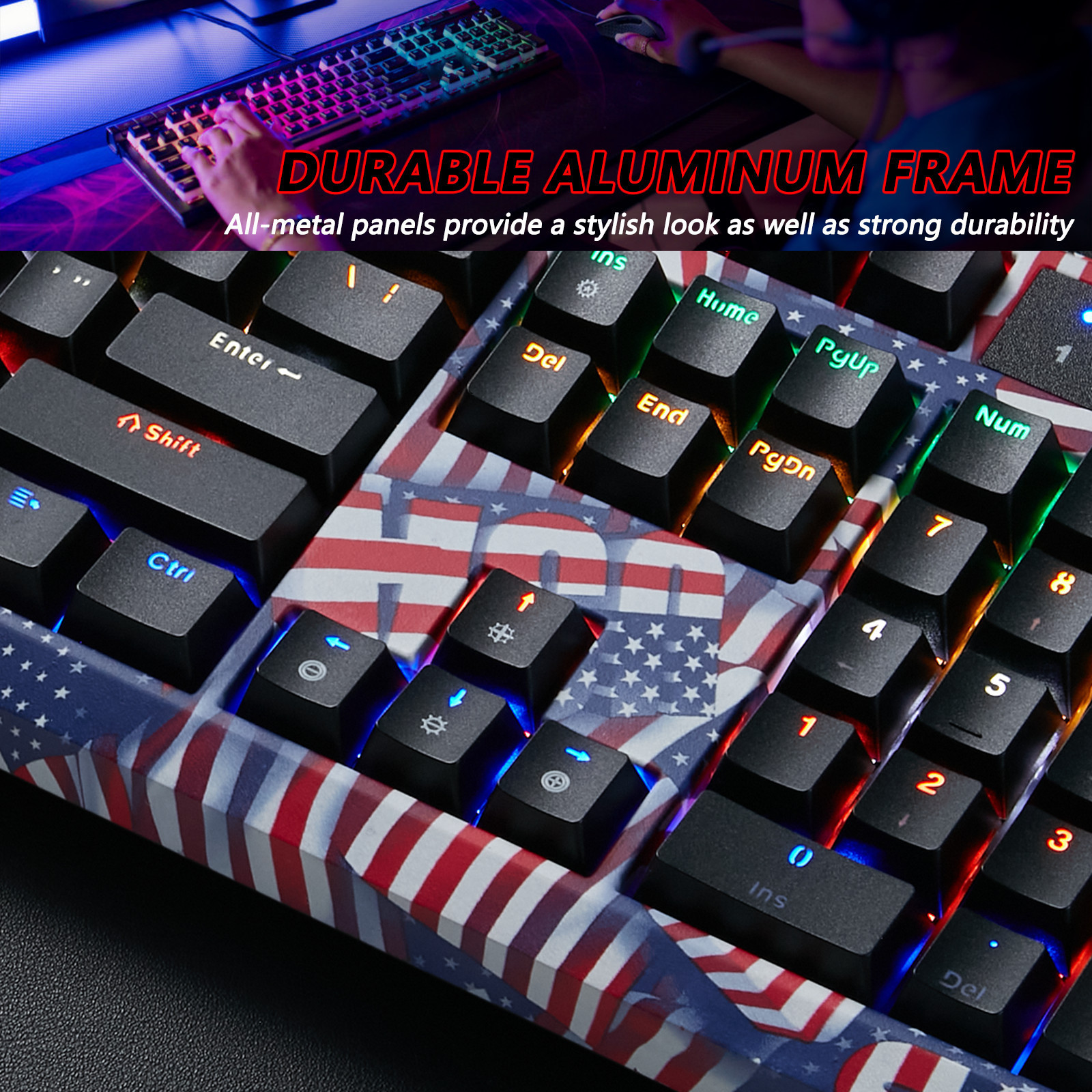 Camouflage Color Custom Layout Wired 104 Keys Red Switch colorful rgb mechanical gaming keyboard rgb backlight