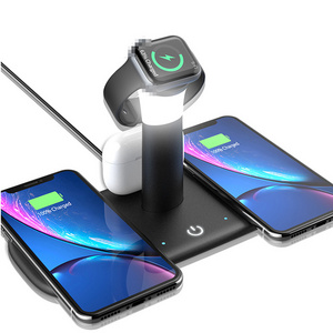 New Design Led Desk Lamp Phone Charging Stand Type C Android 4 in 1 wireless charger qi 15w for cell phone