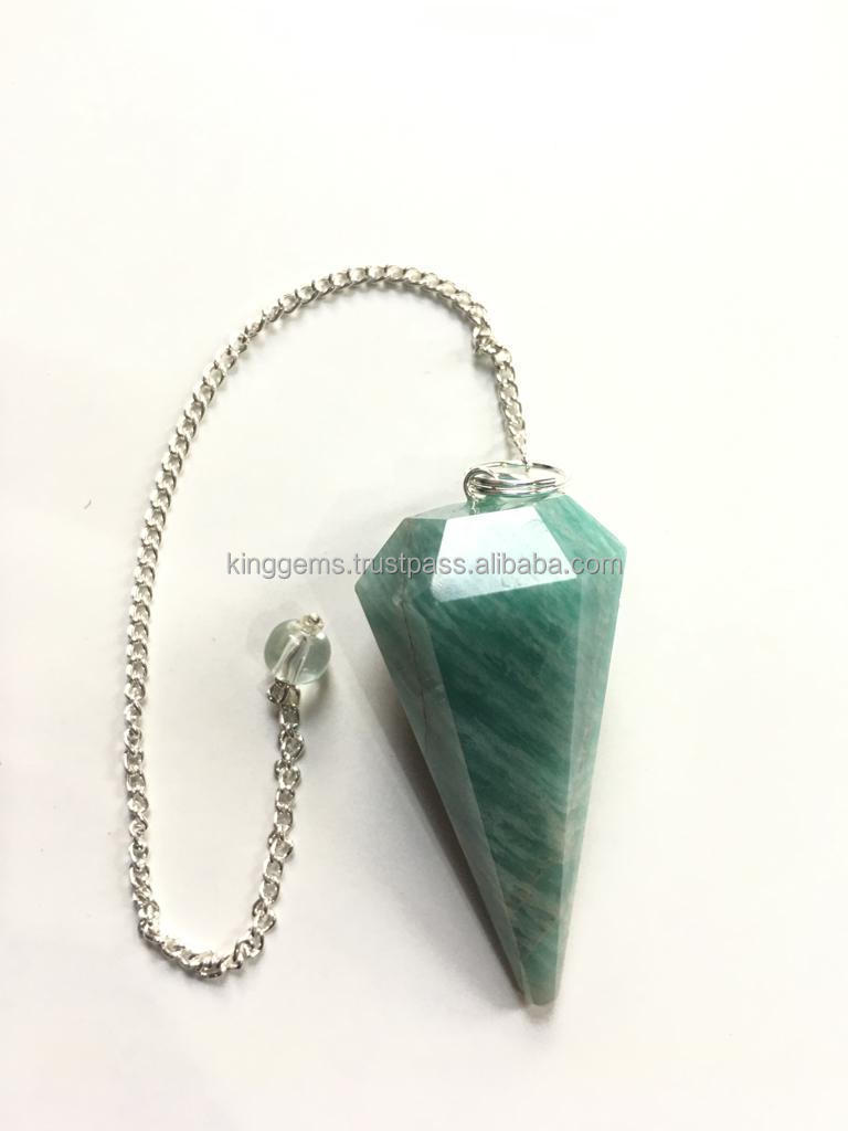 BUY TOP SELLING WHOLESALE CRYSTAL NATURAL AMZONITE PENDULUM FOR METHAPHYSICAL REIKI HEALING DIVINE ENERGY DOWSING STONE PENDULUM