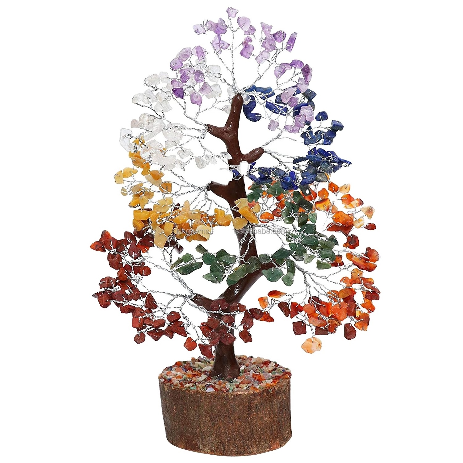 WHOLESALE NATURAL PREMIUM QUALITY 300 CHIPS SEVEN CHAKRA GEMSTONE TREE FOR HOME DECORATION NATURAL REIKI HEALING GEMSTONE TREES