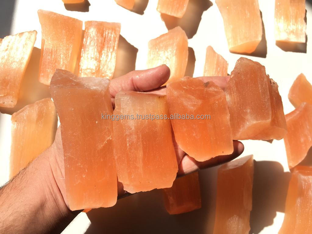 BEST SELLING WHOLESALE NATURAL CRYSTAL ORANGE SELENITE ROUGH STONE FOR REIKI HEALING MEDITATION  ORANGE SELENITE RAW TUMBLED