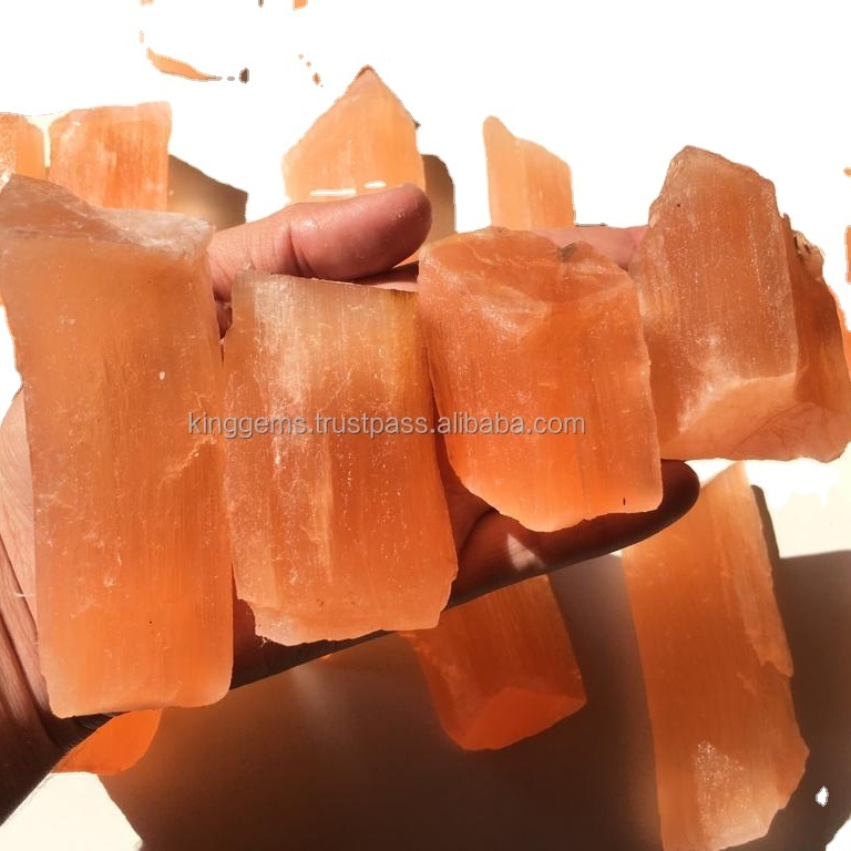 BEST SELLING WHOLESALE NATURAL CRYSTAL ORANGE SELENITE ROUGH STONE FOR REIKI HEALING MEDITATION  ORANGE SELENITE RAW TUMBLED