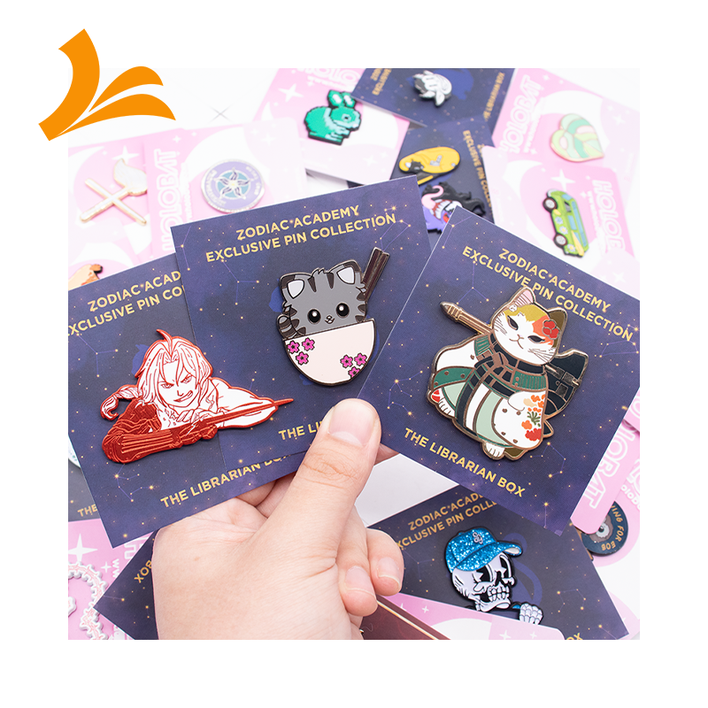 No Minimum Manufacture Black Nickel Plated Anime Cartoon Hard Enamel Pin Custom Enamel Pin with Shiny Glitter Backing card