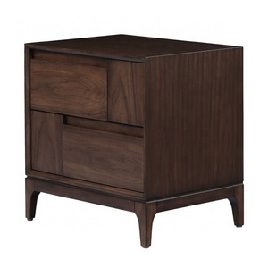 Wholesale Farmhouse Nightstand Hotel Nordic Wood Nightstand Chinese Walnut Plywood Nightstand