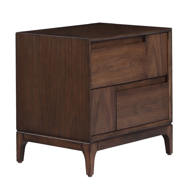 Wholesale Farmhouse Nightstand Hotel Nordic Wood Nightstand Chinese Walnut Plywood Nightstand