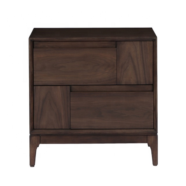 Wholesale Farmhouse Nightstand Hotel Nordic Wood Nightstand Chinese Walnut Plywood Nightstand