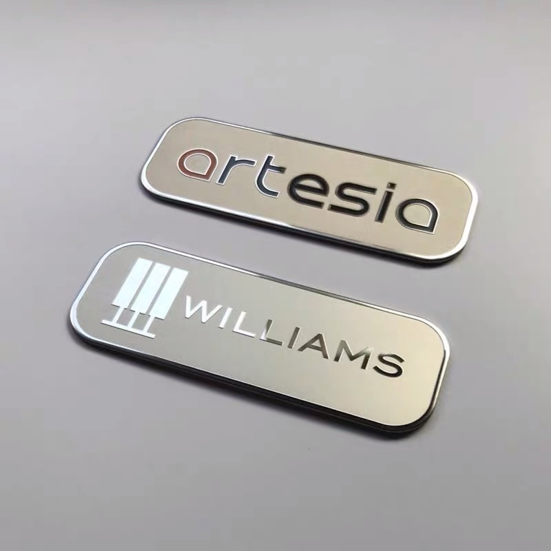 Custom Brushed Metallic stainless steel Label Metal Logo Sticker Stainless Steel 3D Embossed Sticker/stainless steel plates