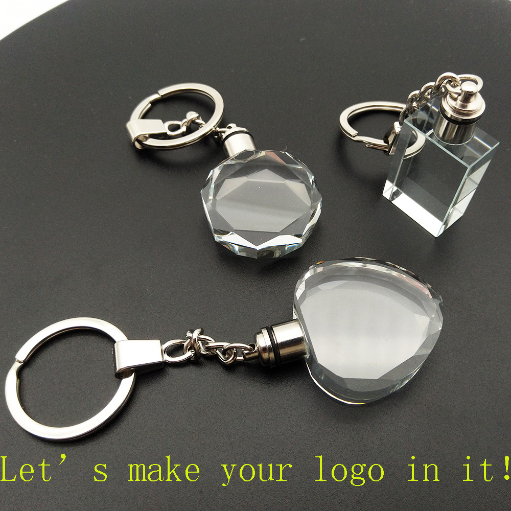 Custom Emblem Promotion Gift Custom Keychain Rose in it Crystal LED Key Chain