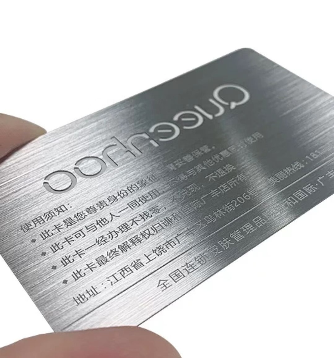 custom Engraved  Stainless Steel Metal Cards Business VIP Chip Card