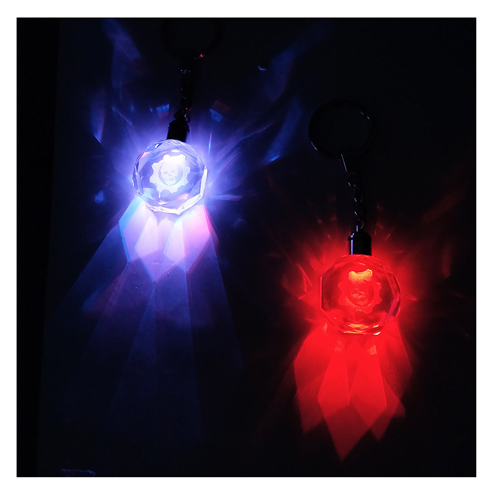 Custom  Promotion Gift Laser logo red Seven-Colors  Crystal LED KeyChain