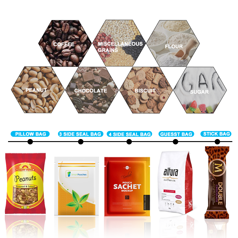 Automatic sunflower seeds popcorn beans food granular pouch packaging packing machine