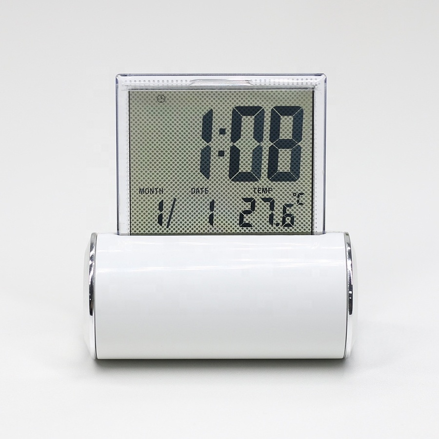 KH-CL126 Funny New Model Transparent LCD Digital Table Tumbler Alarm Clock with Temperature Calendar