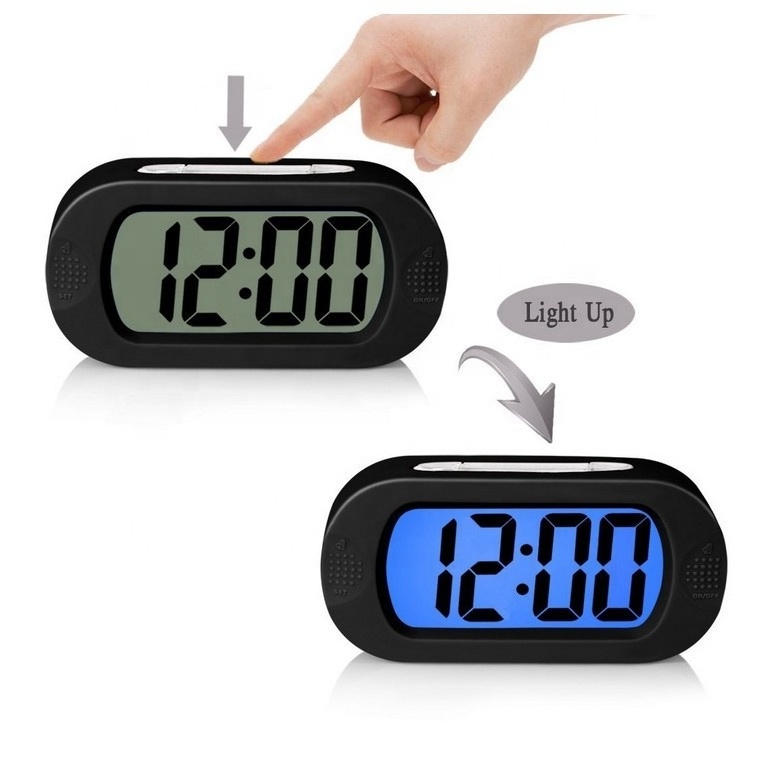 KH-CL010 Desk Backlight Unbreakable Silicon Snooze Electronic Digital Alarm Clock with Extra Large LCD Screen