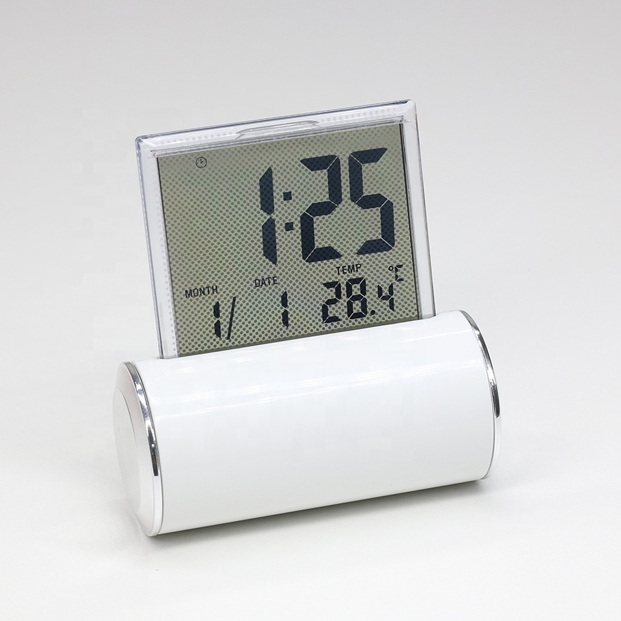 KH-CL126 Funny New Model Transparent LCD Digital Table Tumbler Alarm Clock with Temperature Calendar