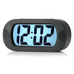 KH-CL010 Desk Backlight Unbreakable Silicon Snooze Electronic Digital Alarm Clock with Extra Large LCD Screen