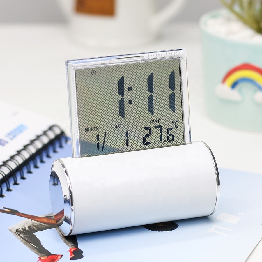 KH-CL126 Funny New Model Transparent LCD Digital Table Tumbler Alarm Clock with Temperature Calendar