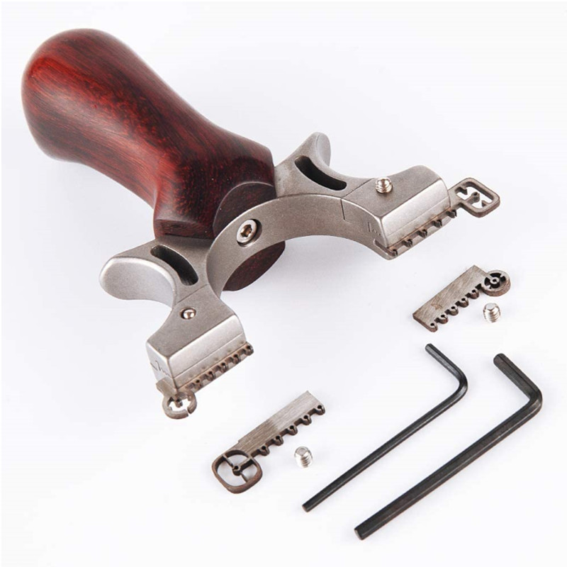 Stainless Steel Catapult Shooting Solid Wood Handle Wire Cutting Flat Band Slingshot