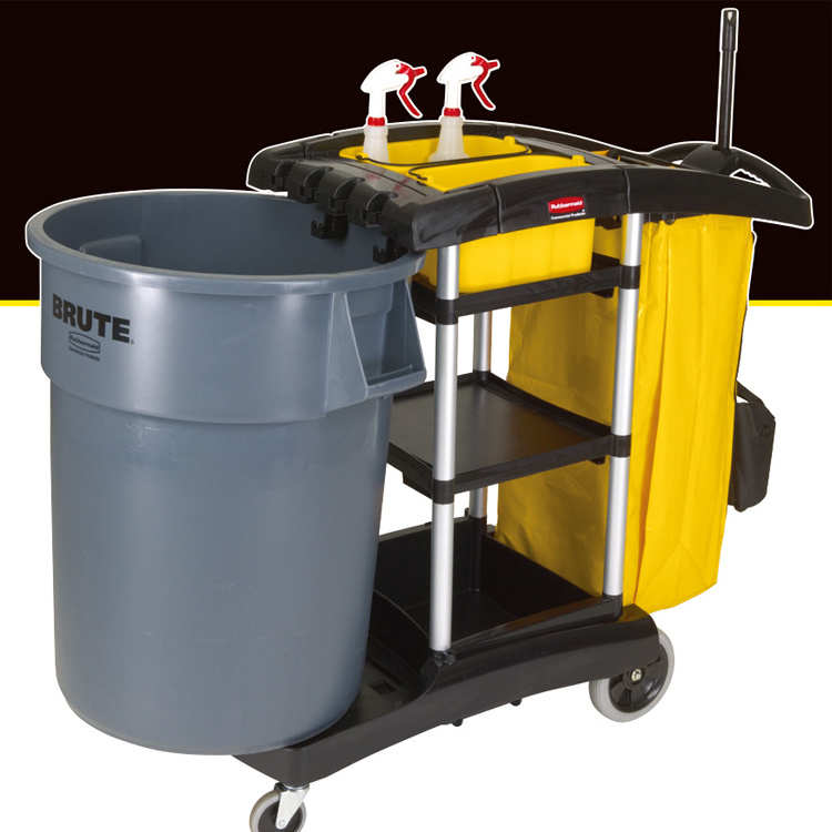 Rubbermaid FG9T7200BLA  high capacity Innovative Janitorial  cleaning cart Hotel Room Housekeeping Cleaning Trolley