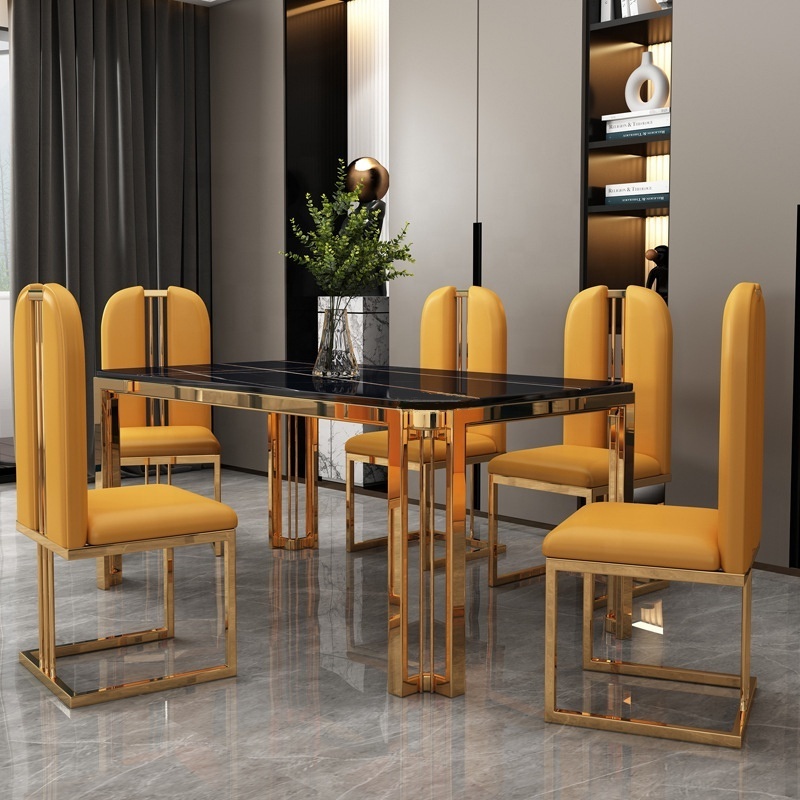 Dining Tables And Chairs Luxury Table Marble Stainless Steel Dining Table