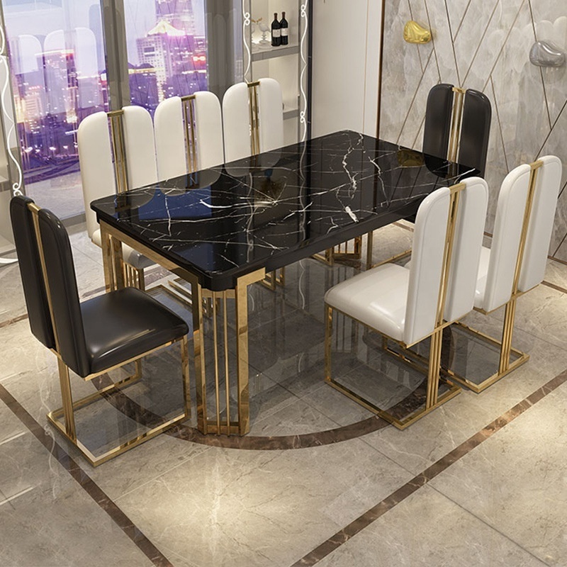 Dining Tables And Chairs Luxury Table Marble Stainless Steel Dining Table