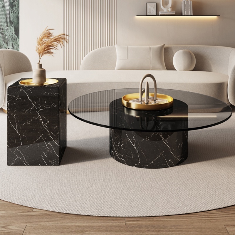 Modern Luxury Living Room Furniture Sets Metal Center Coffee Tables Glass Coffee Table